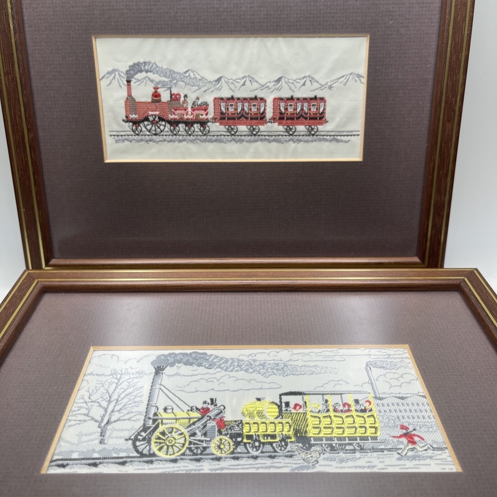 Vtg Embroidery Art National Railway‎ Museum England Stephengraphs Repro Trains